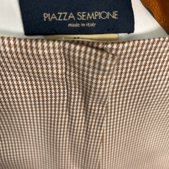 Piazza Sempione Brown and White Checkered Pants - Picture 4 of 6
